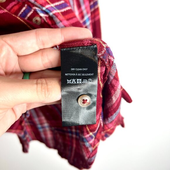 Anthropologie Pilcro Flannel Plaid Wool Blend Button Up Cabincore Cozycore Sz L - Picture 3 of 5